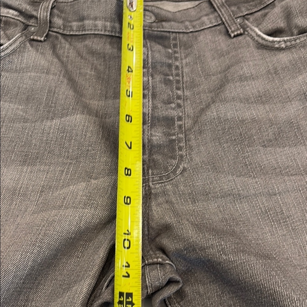 7 For All Mankind Gray Straight Jeans with Textured Finish - Picture 4 of 9
